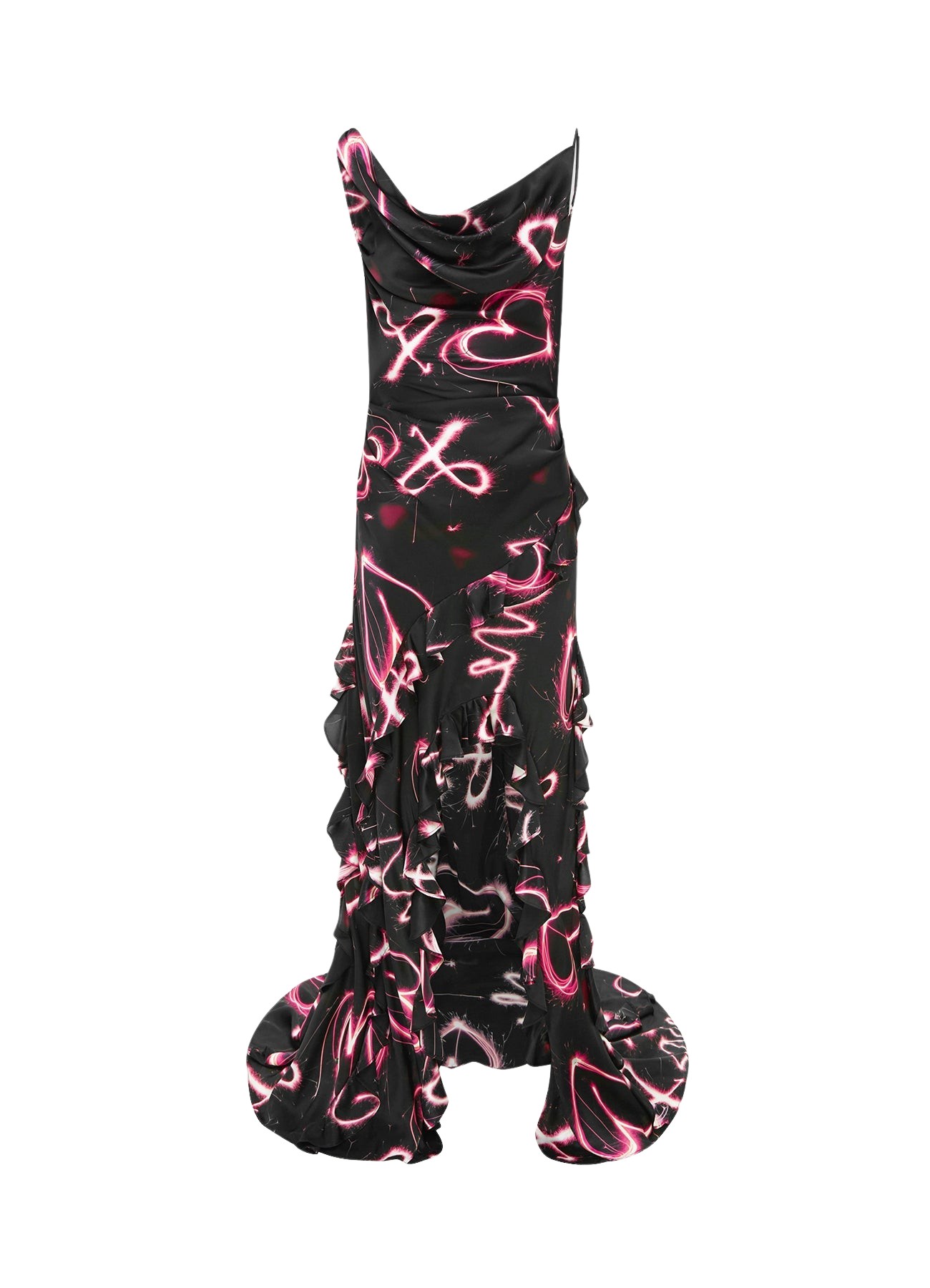 Leo Lin Remy Low Back Split Maxi Dress – Neon Heart Print