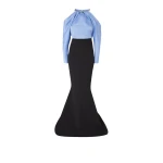 Aksha Carolina Blue & Black Long Dress