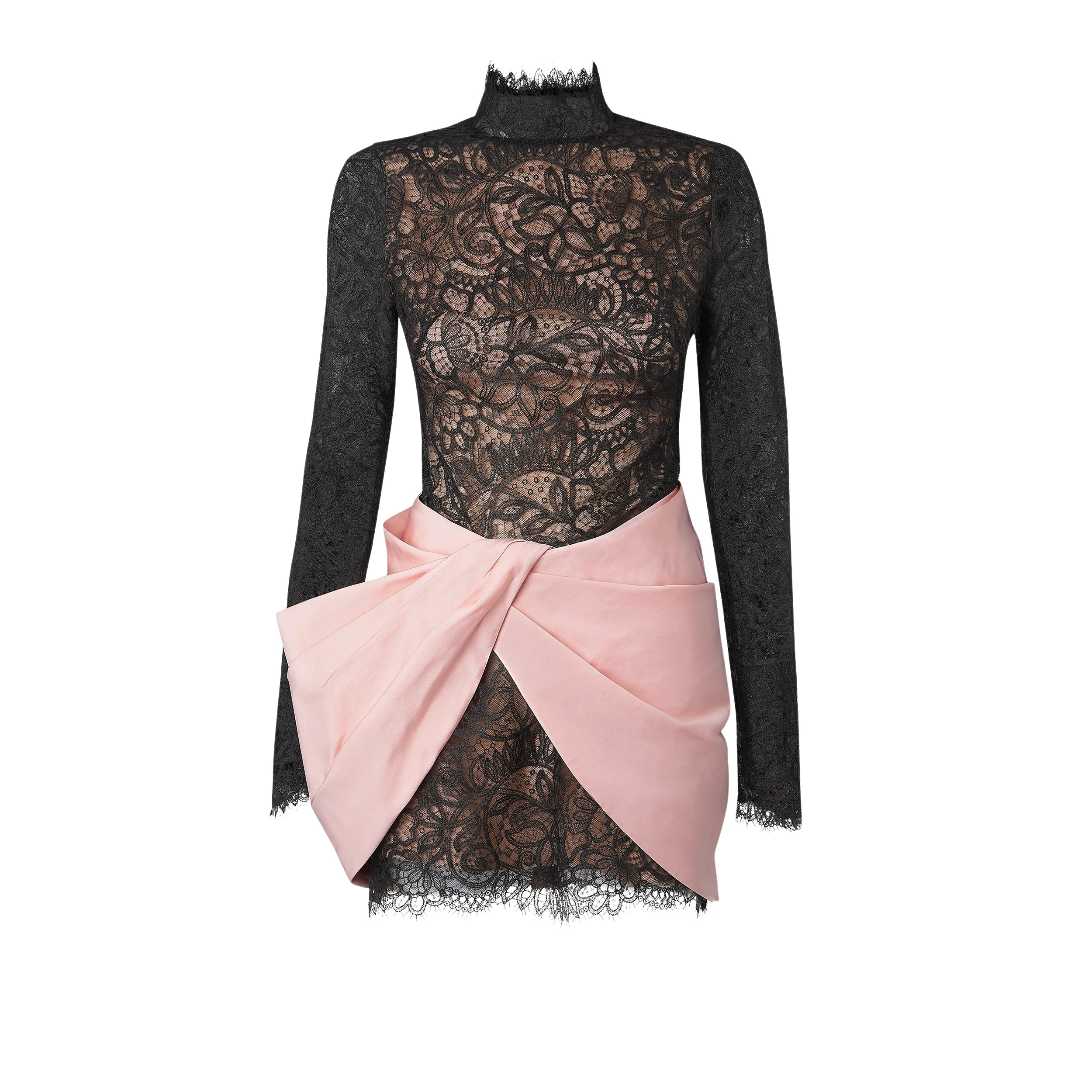 Safiyaa-Sanna-Black-Peony-Blush-Short-Dress33515_nobg Sanna Black & Peony Blush Short Dress - Image 1