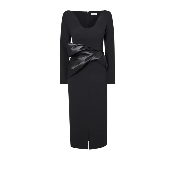 Yenna Black Midi Dress