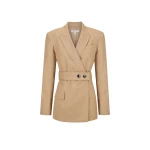 Asher Hourglass Double Breasted Blazer With Belt - Latte
