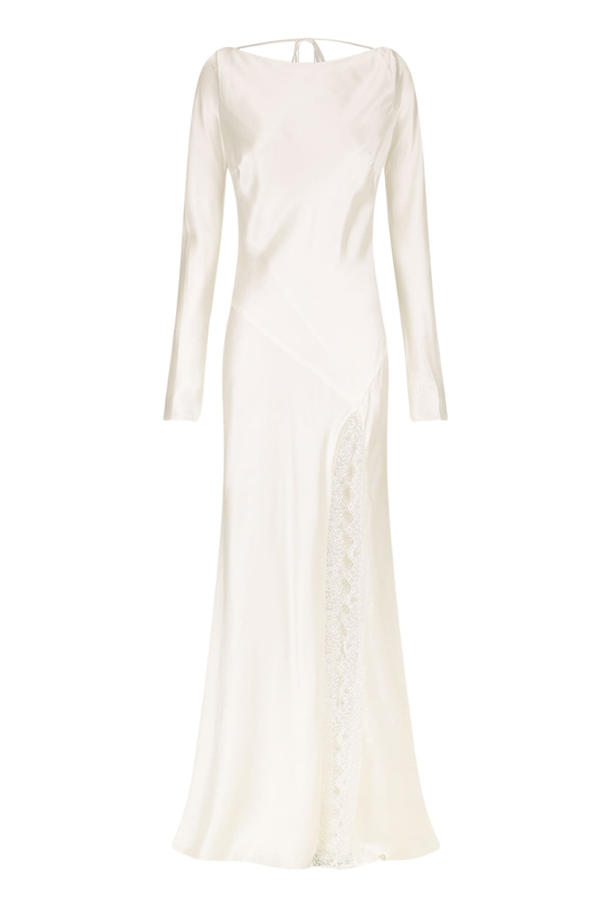 Shona Joy La Lune Cumulus Silk Backless Lace Split Maxi Dress – Ivory