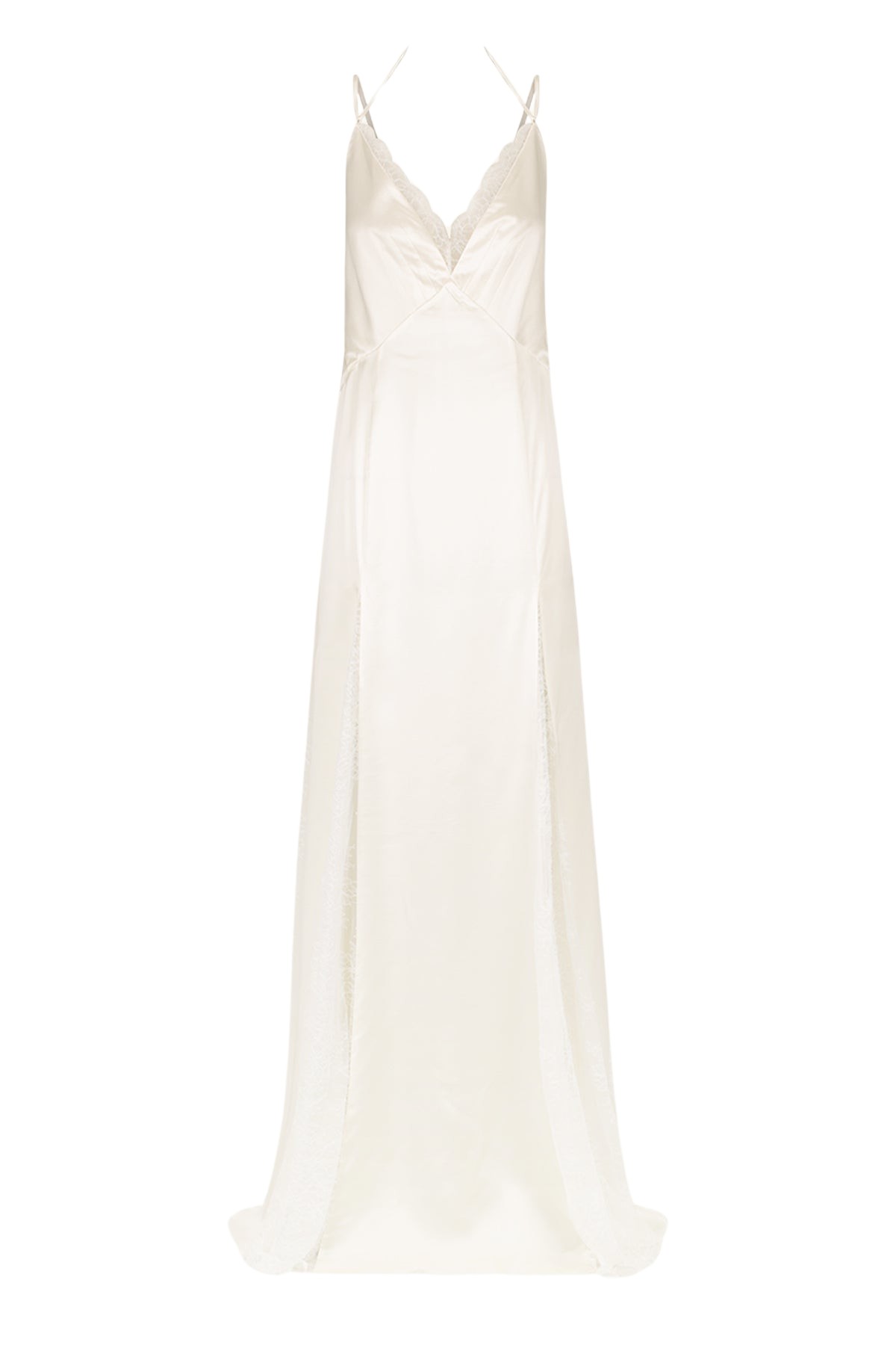 Shona Joy La Lune Cumulus Silk Lace Plunged Maxi Dress – Ivory