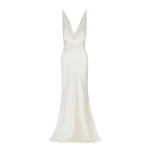 La Lune Cumulus Silk Plunged Lace Maxi Dress - Ivory