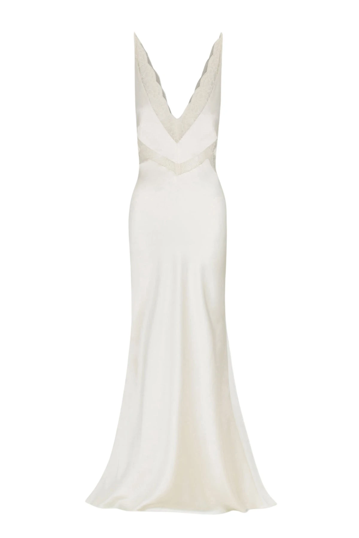 Shona-Joy-La-Lune-Cumulus-Silk-Plunged-Lace-Maxi-Dress-Ivory-621980_nobg La Lune Cumulus Silk Plunged Lace Maxi Dress - Ivory - Image 1