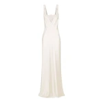 La Lune Cumulus Silk Plunged Lace Neck Maxi Dress - Ivory