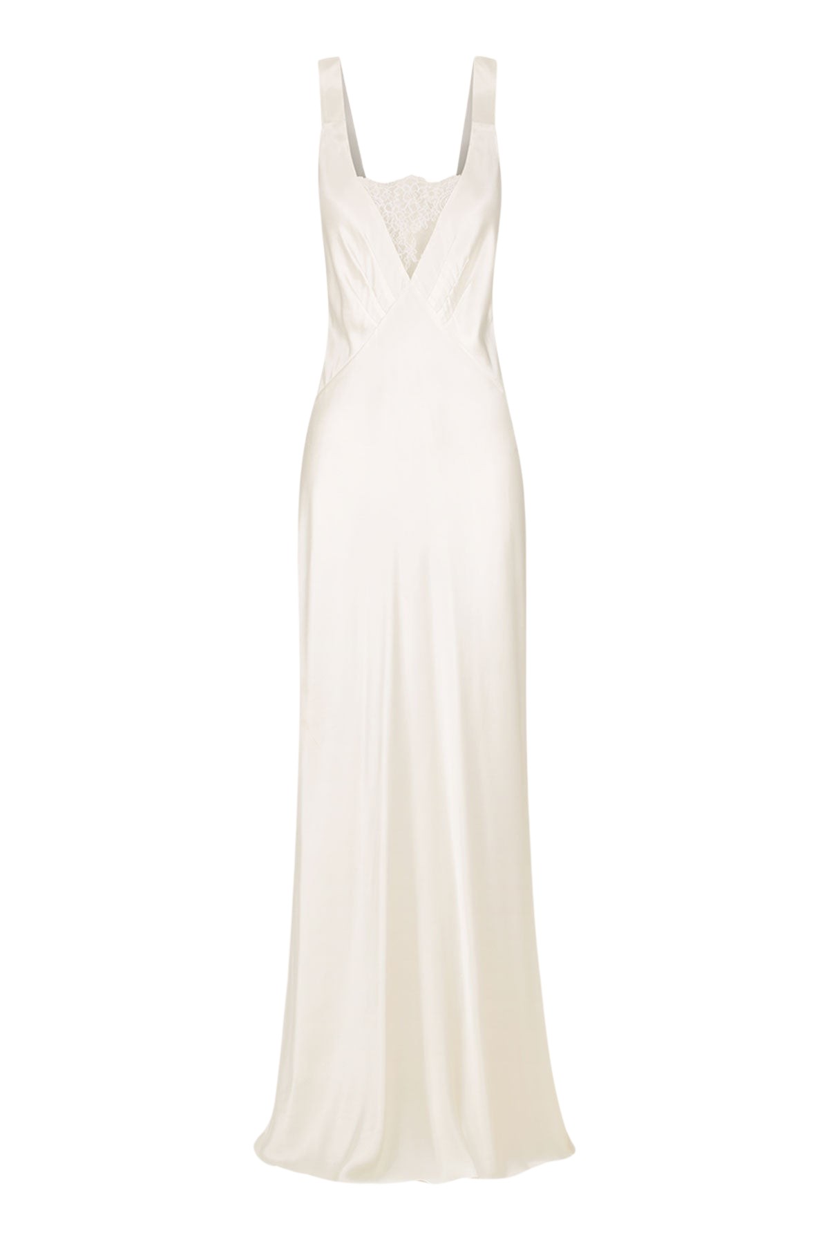 Shona Joy La Lune Cumulus Silk Plunged Lace Neck Maxi Dress – Ivory