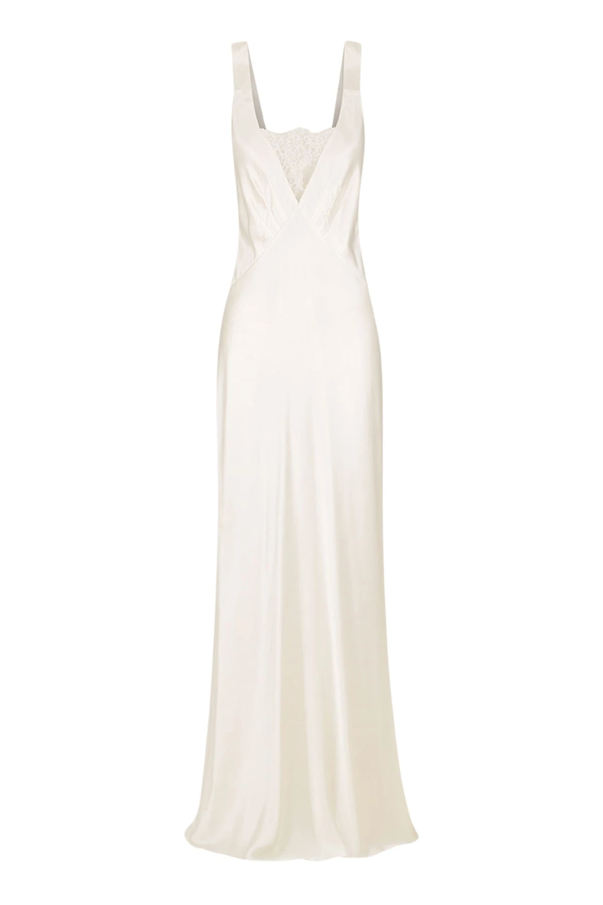 Shona-Joy-La-Lune-Cumulus-Silk-Plunged-Lace-Neck-Maxi-Dress-Ivory-633029_nobg La Lune Cumulus Silk Plunged Lace Neck Maxi Dress - Ivory - Image 1