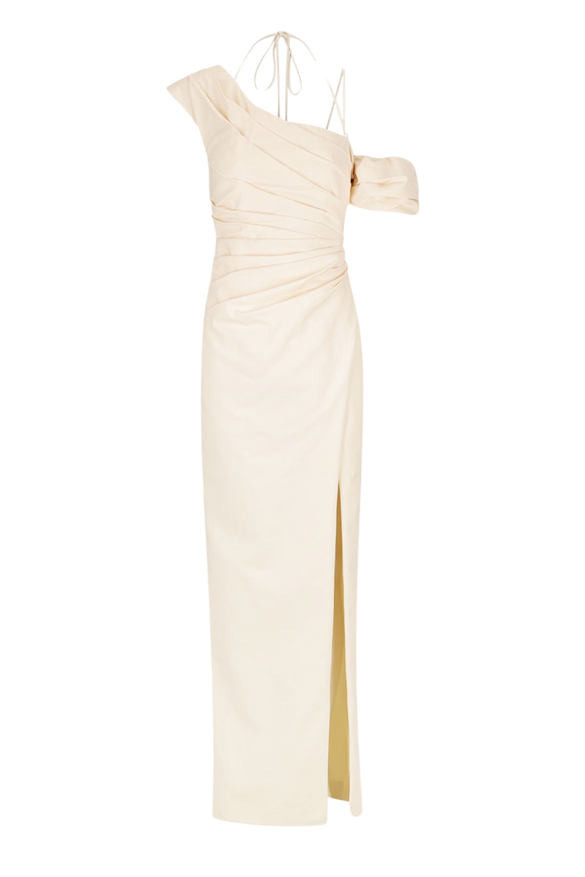 Shona Joy Lani Asymmetrical Draped Maxi Dress – Rice