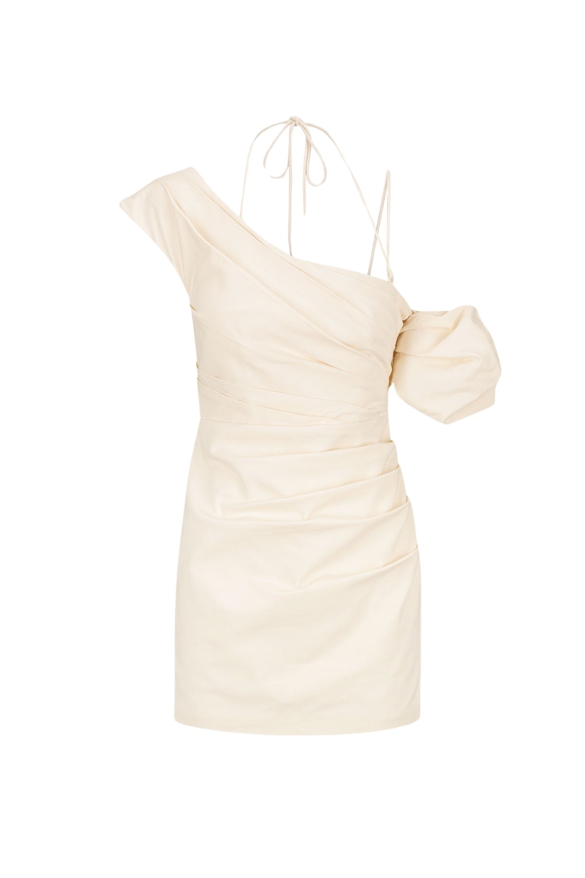 Shona Joy Lani Asymmetrical Draped Mini Dress – Rice