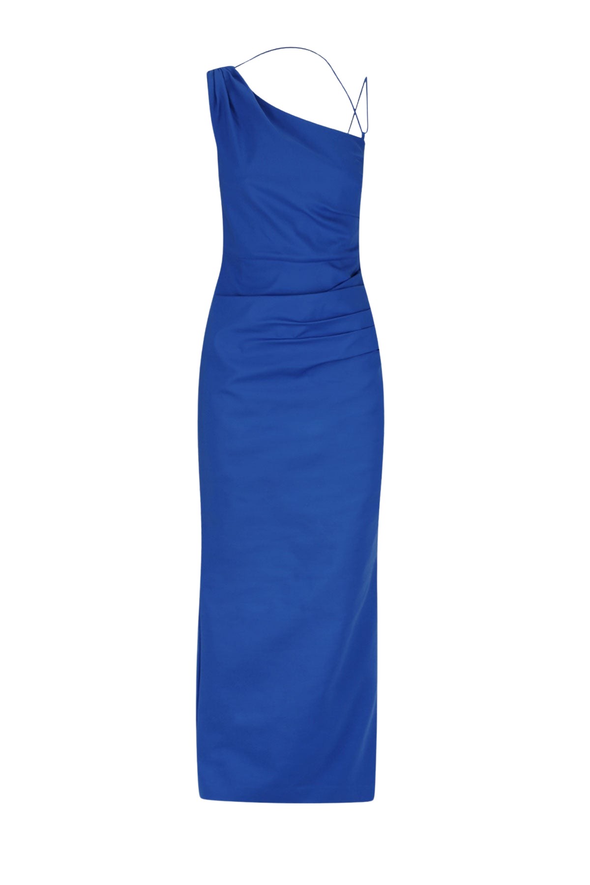 Shona Joy Lani Asymmetrical Gathered Maxi Dress – Azure