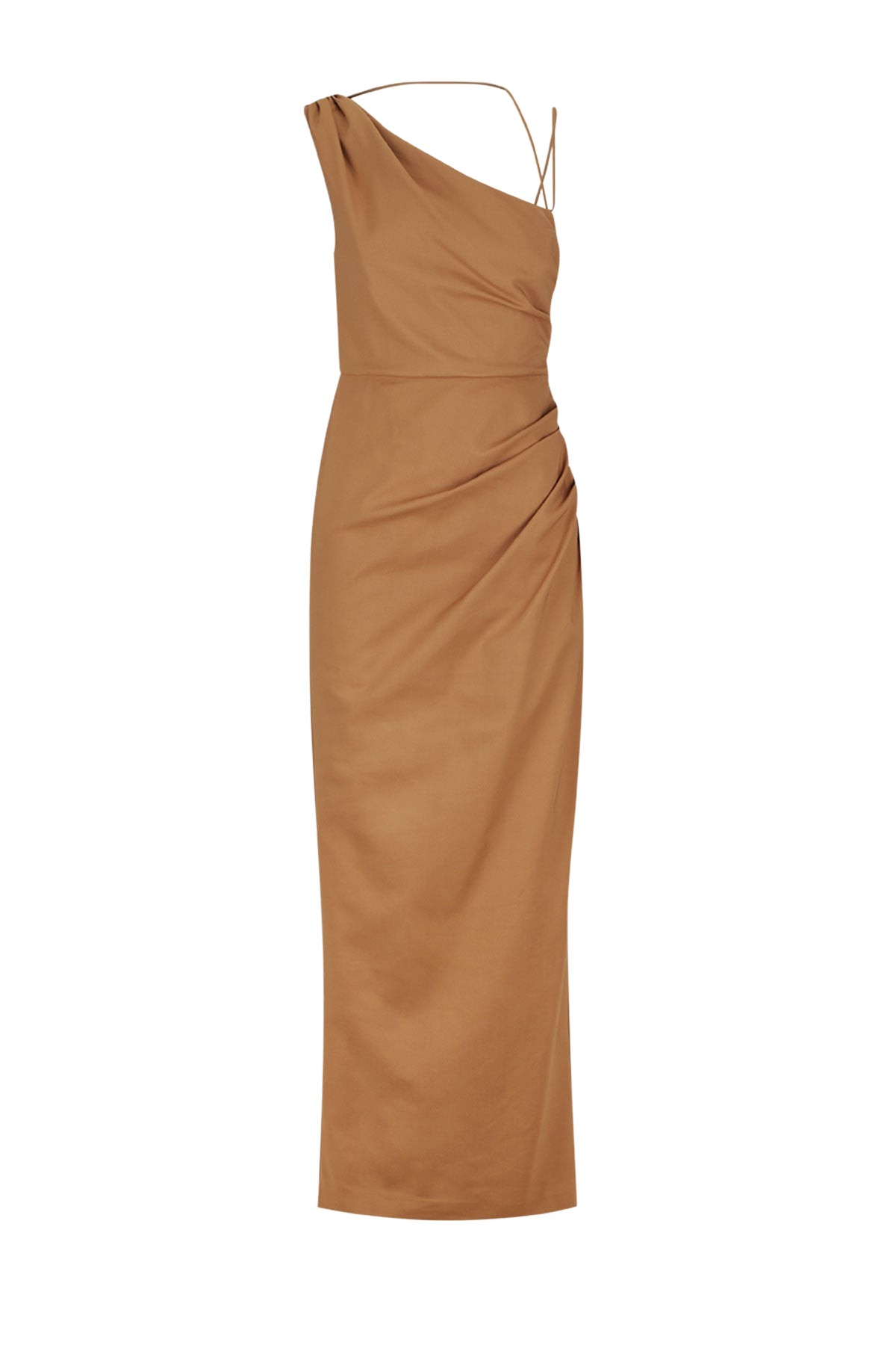 Shona Joy Lani Asymmetrical Gathered Maxi Dress – Cinnamon