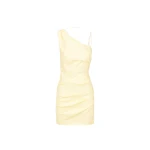 Lani Asymmetrical Gathered Mini Dress - Vanilla