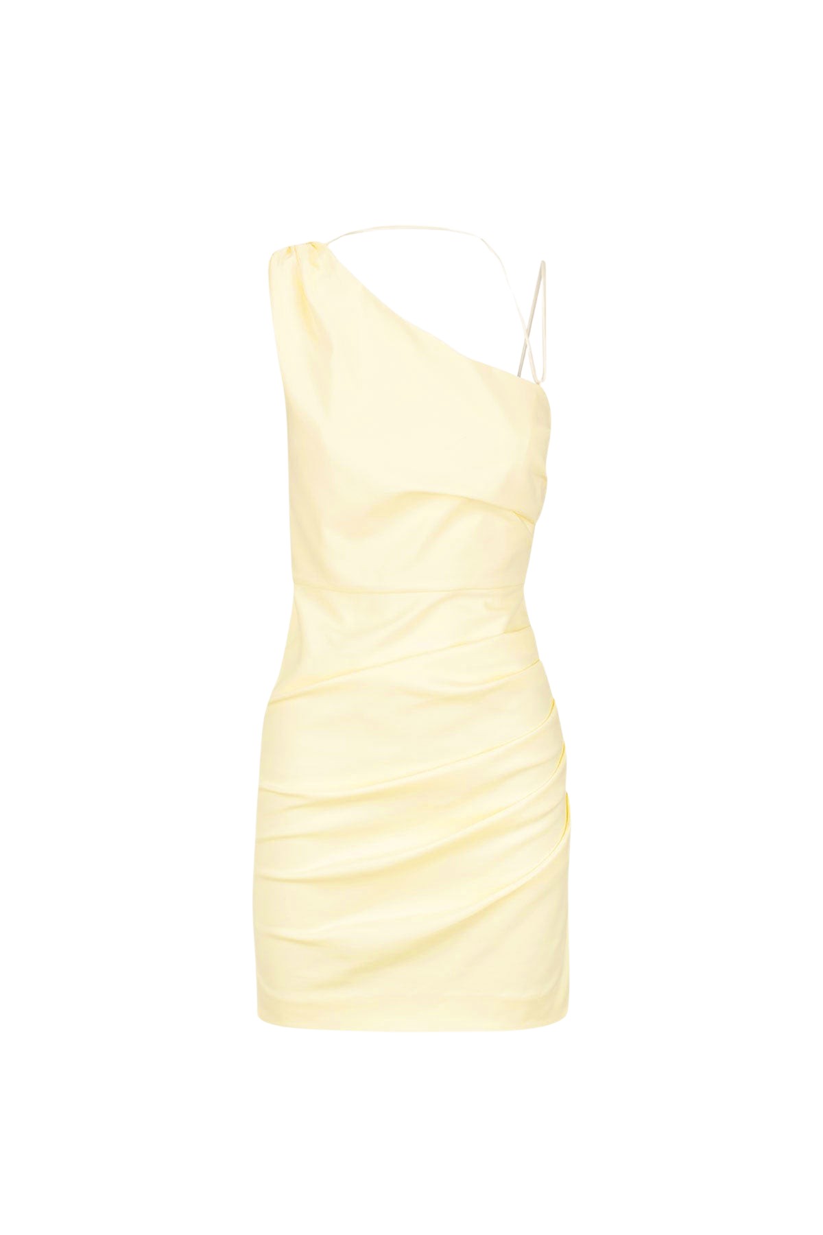 Shona Joy Lani Asymmetrical Gathered Mini Dress – Vanilla