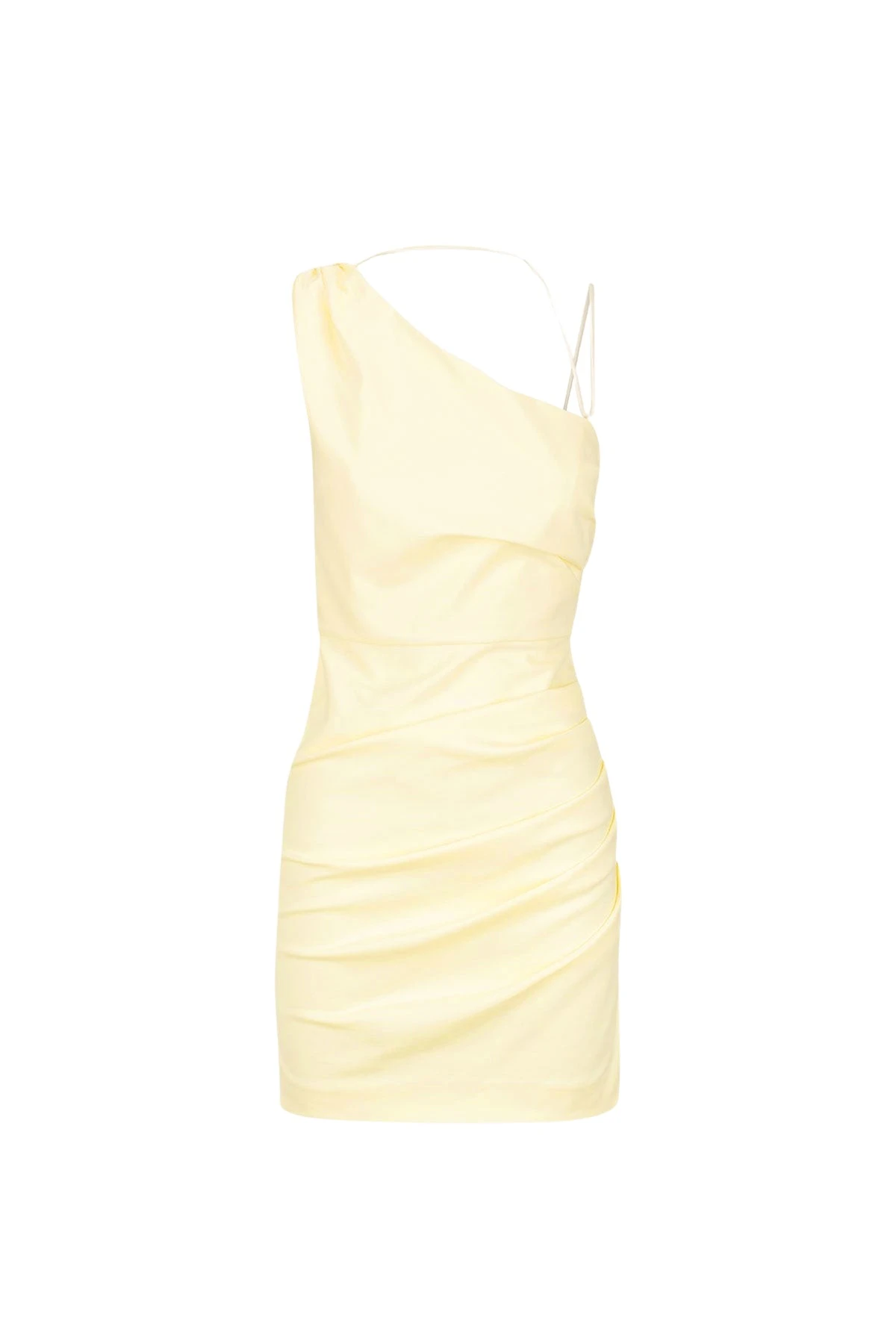 Shona-Joy-Lani-Asymmetrical-Gathered-Mini-Dress-Vanilla-680807_nobg Lani Asymmetrical Gathered Mini Dress - Vanilla - Image 1