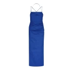 Lani Draped Cross Back Midi Dress - Azure