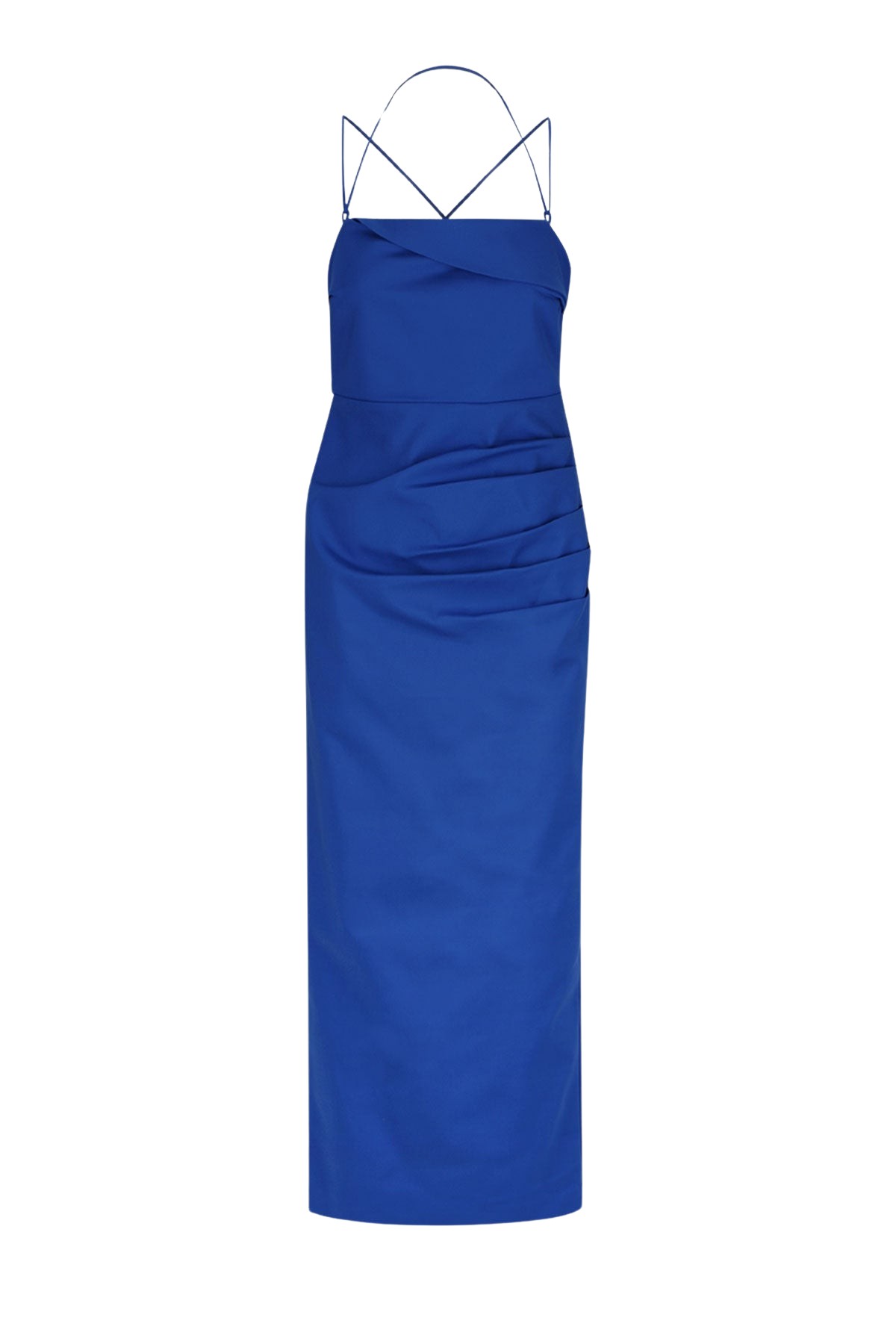 Shona Joy Lani Draped Cross Back Midi Dress – Azure