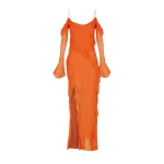 Layla Long Sleeve Ruffle Maxi Dress - Flame Orange