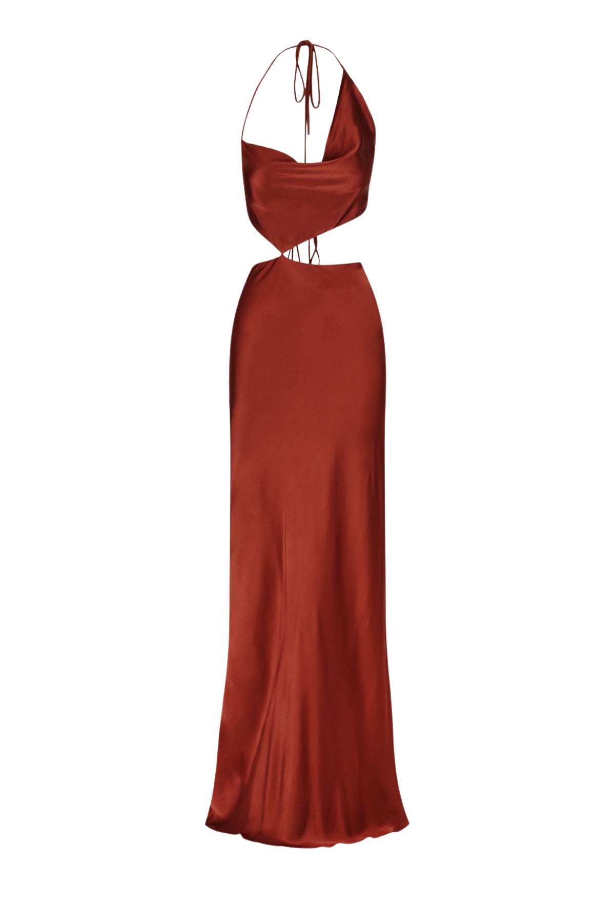 Shona Joy Lino Asymmetrical Cowl Tie Maxi Dress – Mahogany