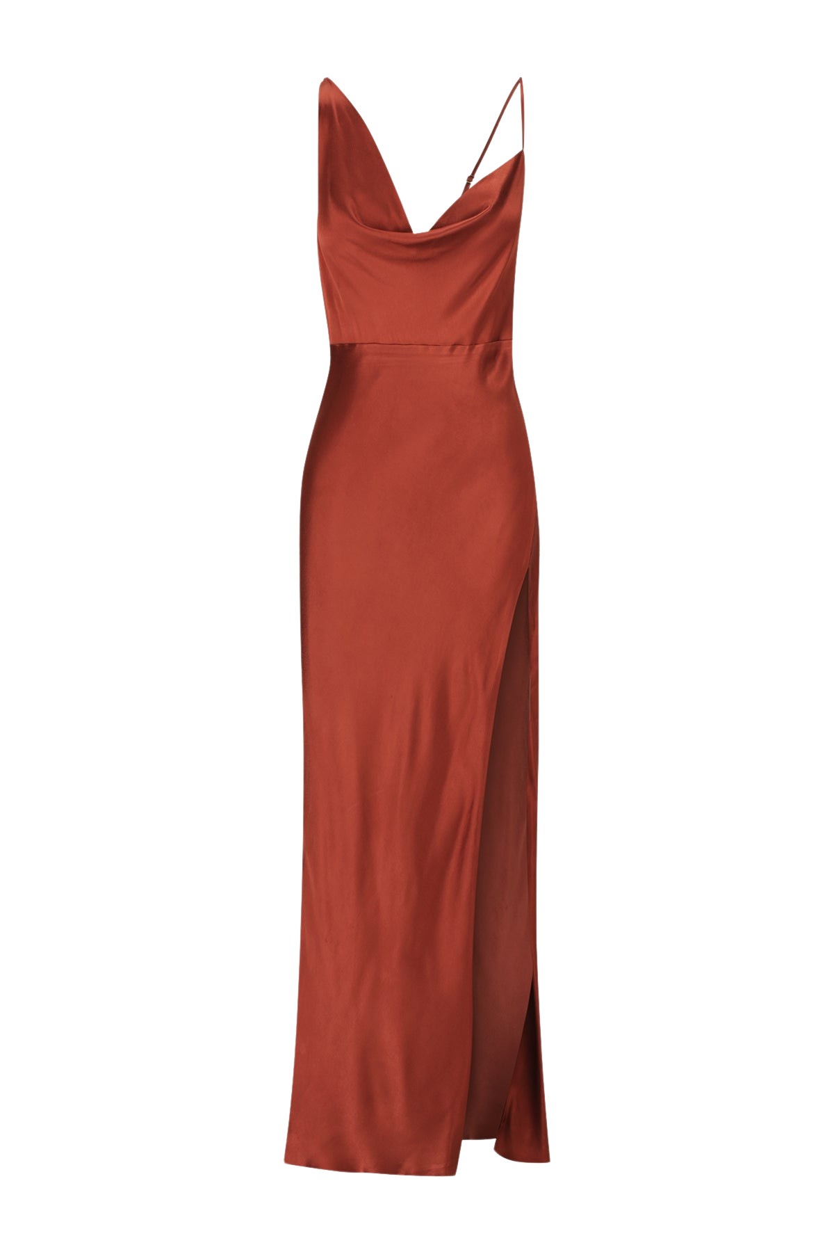 Shona Joy Lino Draped Side Split Midi Dress – Mahogany