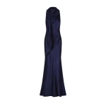 Lino Scarf Neck Maxi Dress - Deep Midnight
