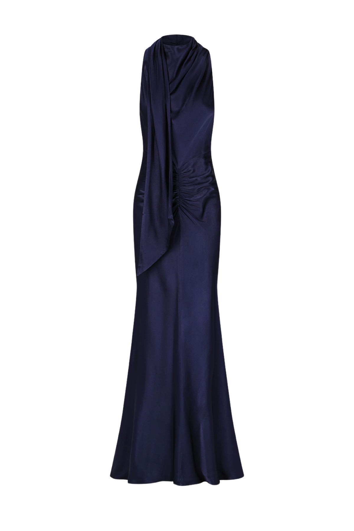 Shona Joy Lino Scarf Neck Maxi Dress – Deep Midnight