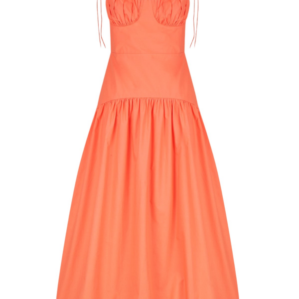 Shona Joy Maiori Gathered Bubble Midi Dress – Coral