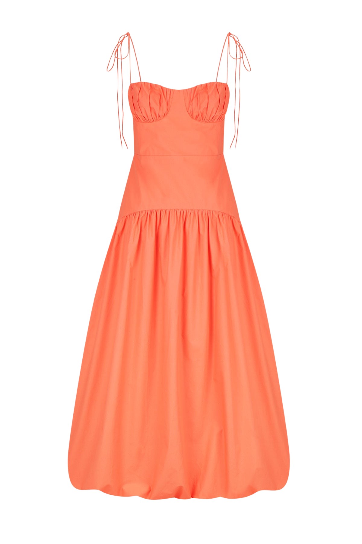 Shona Joy Maiori Gathered Bubble Midi Dress – Coral