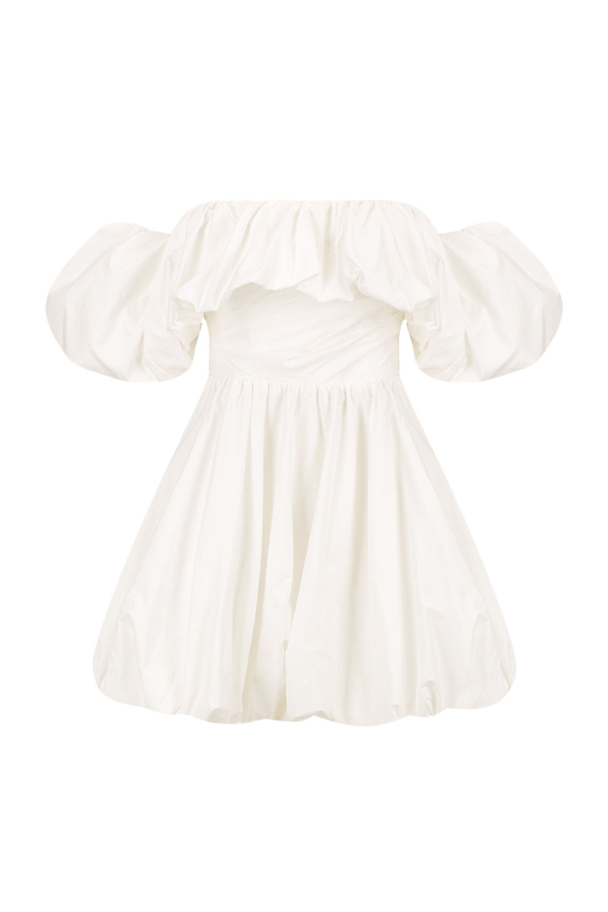 Shona Joy Maiori Off Shoulder Draped Bubble Mini Dress – Ivory