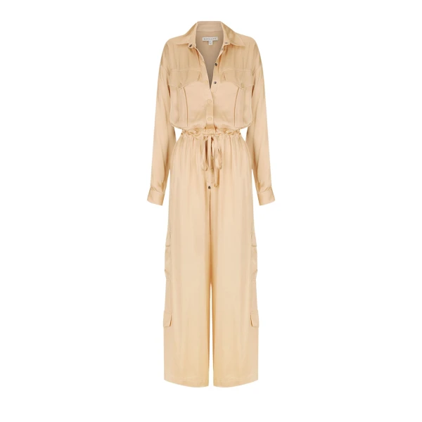 Shae Drawstring Utility Jumpsuit - Oat