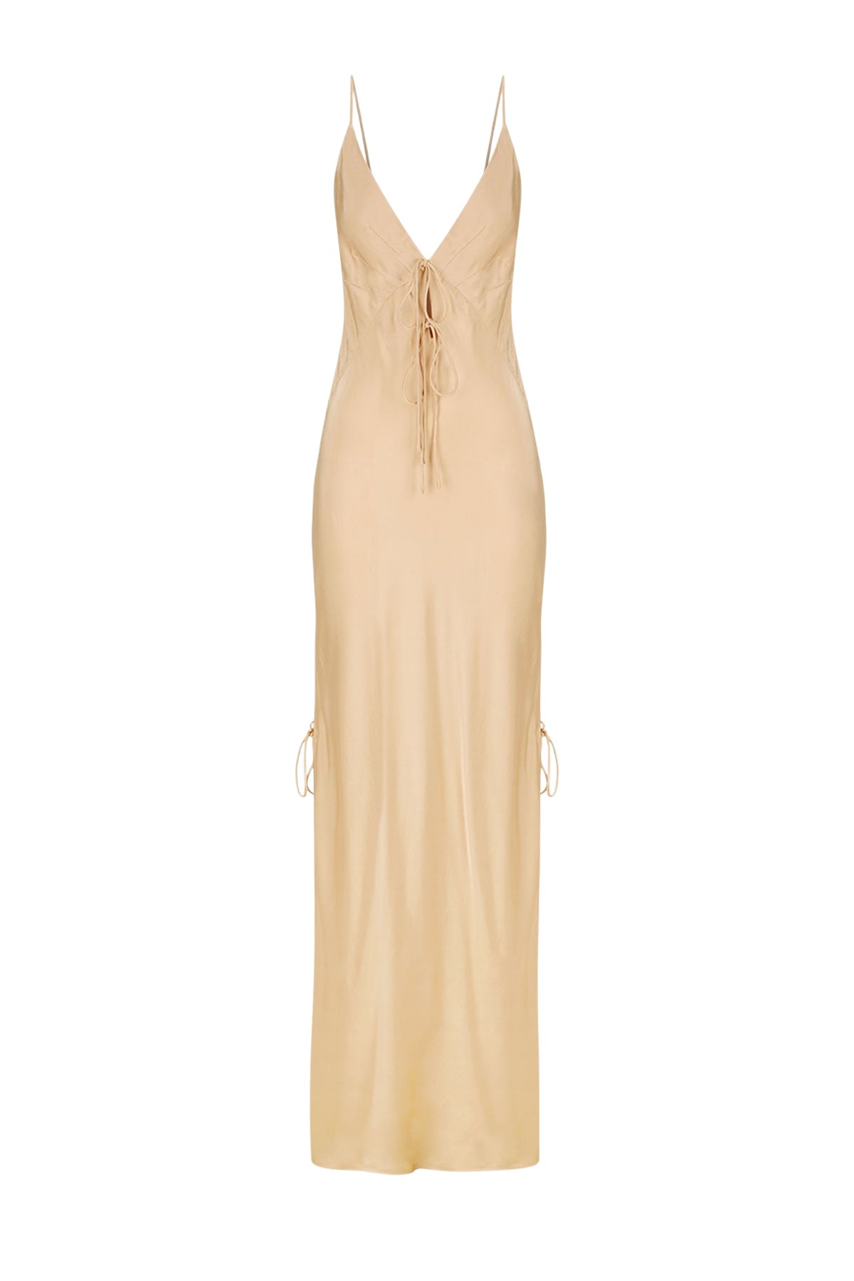 Shona Joy Shae Plunged Slip Tie Maxi Dress – Oat