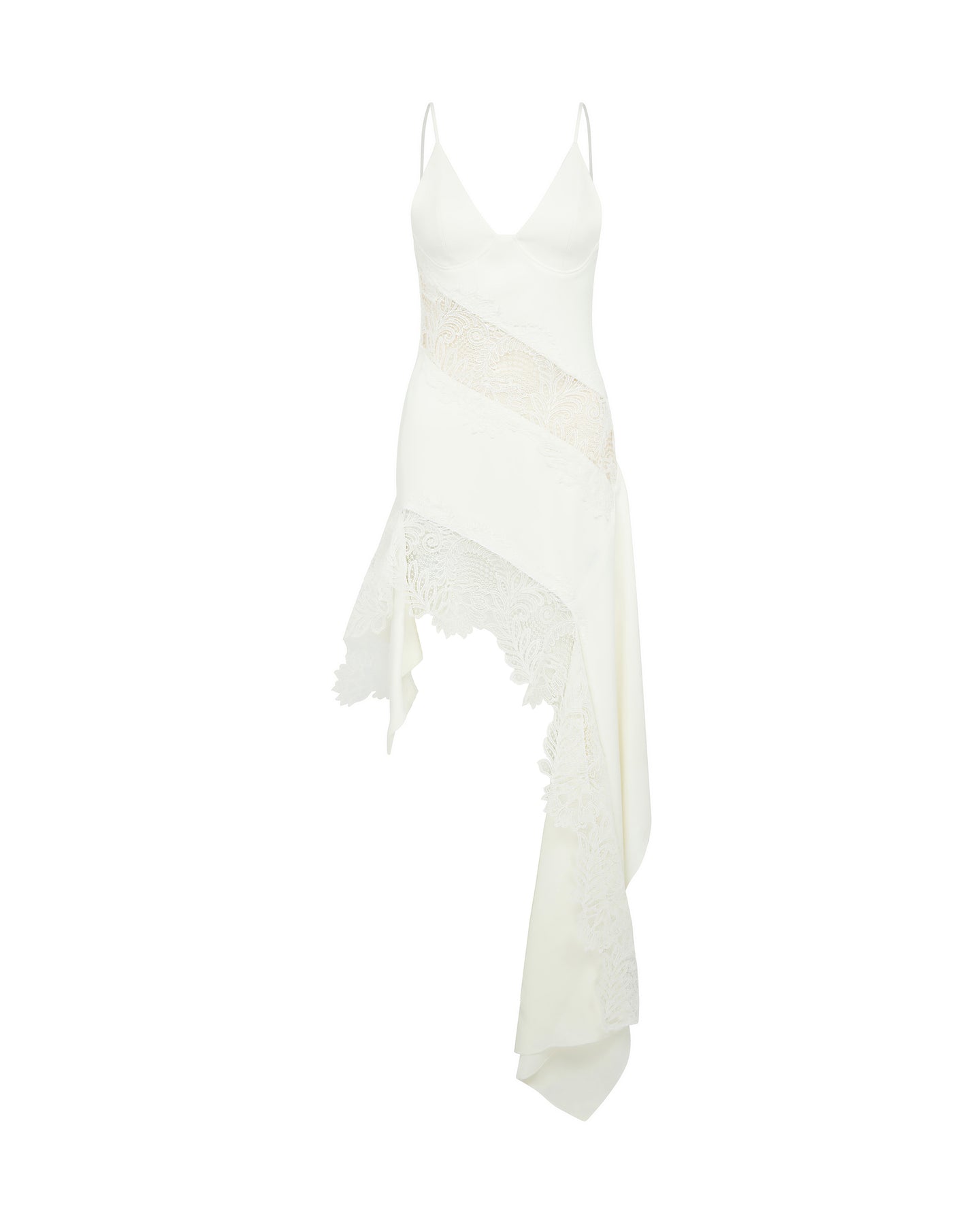 David Koma Asymmetric Lace Insert Dress