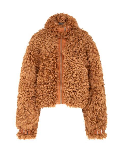 David Koma Brown Curly Shearling Jacket