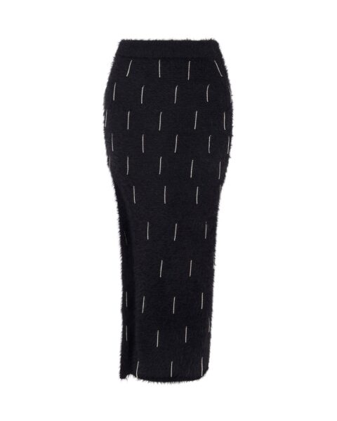David Koma Crystal Embellished Knit Midi Skirt In Black