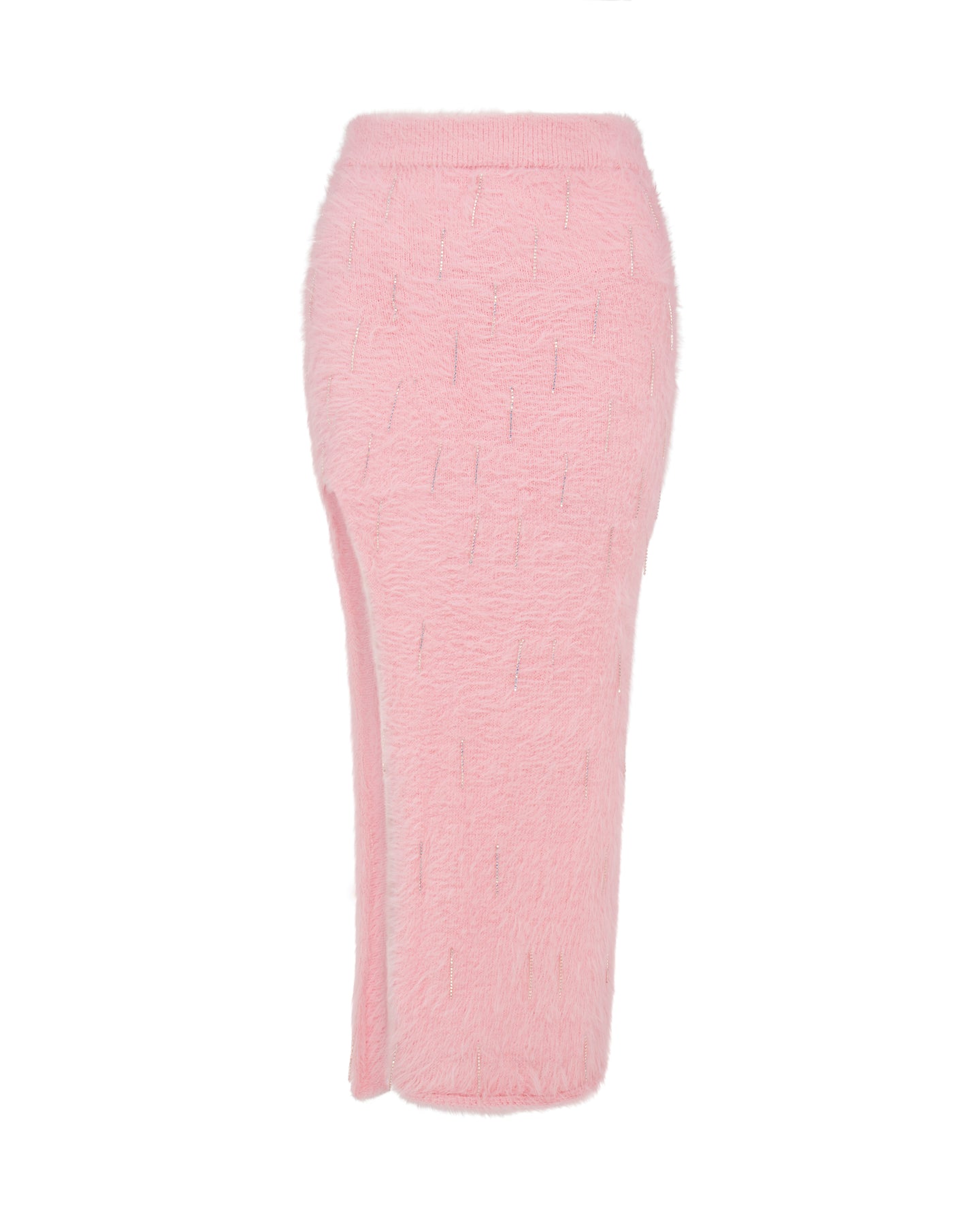 David Koma Crystal Embellished Knit Midi Skirt In Pink