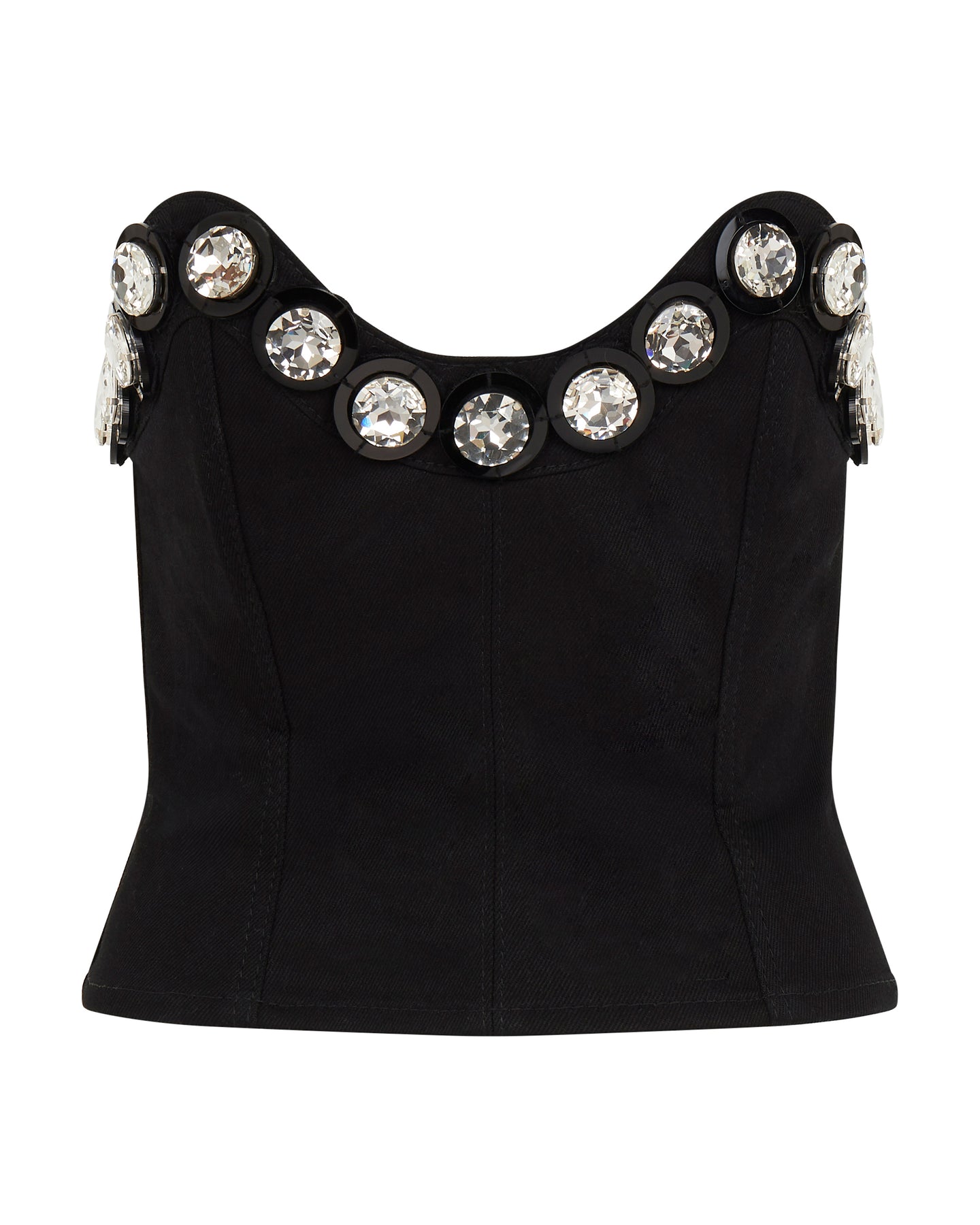 David Koma Crystal Embroidered Denim Corset Top