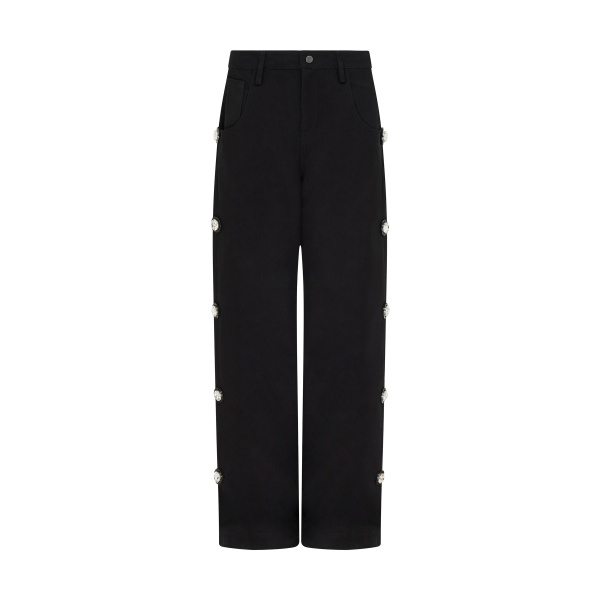 David Koma Crystal Embroidered Denim Trousers