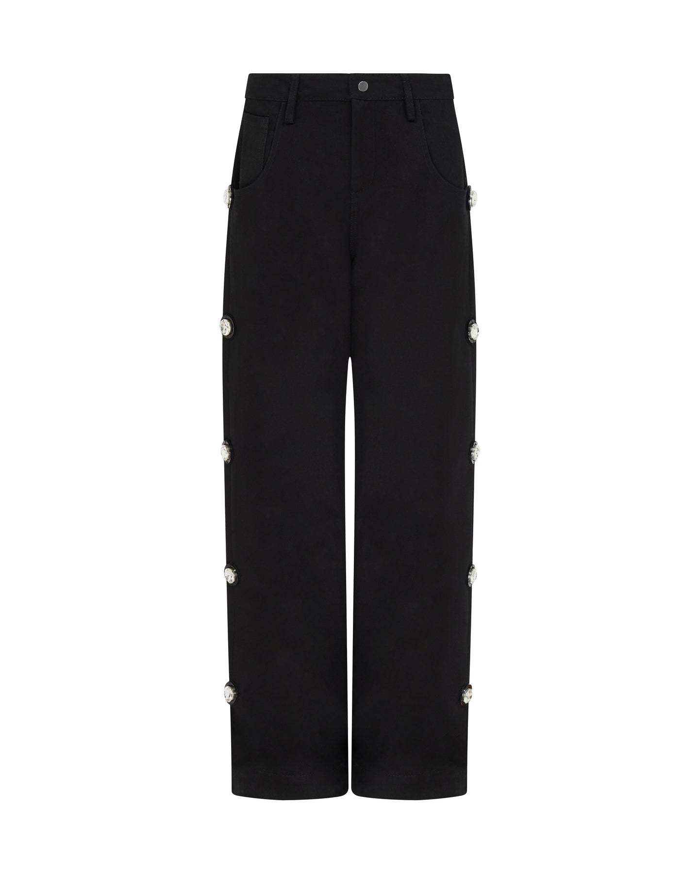David Koma Crystal Embroidered Denim Trousers