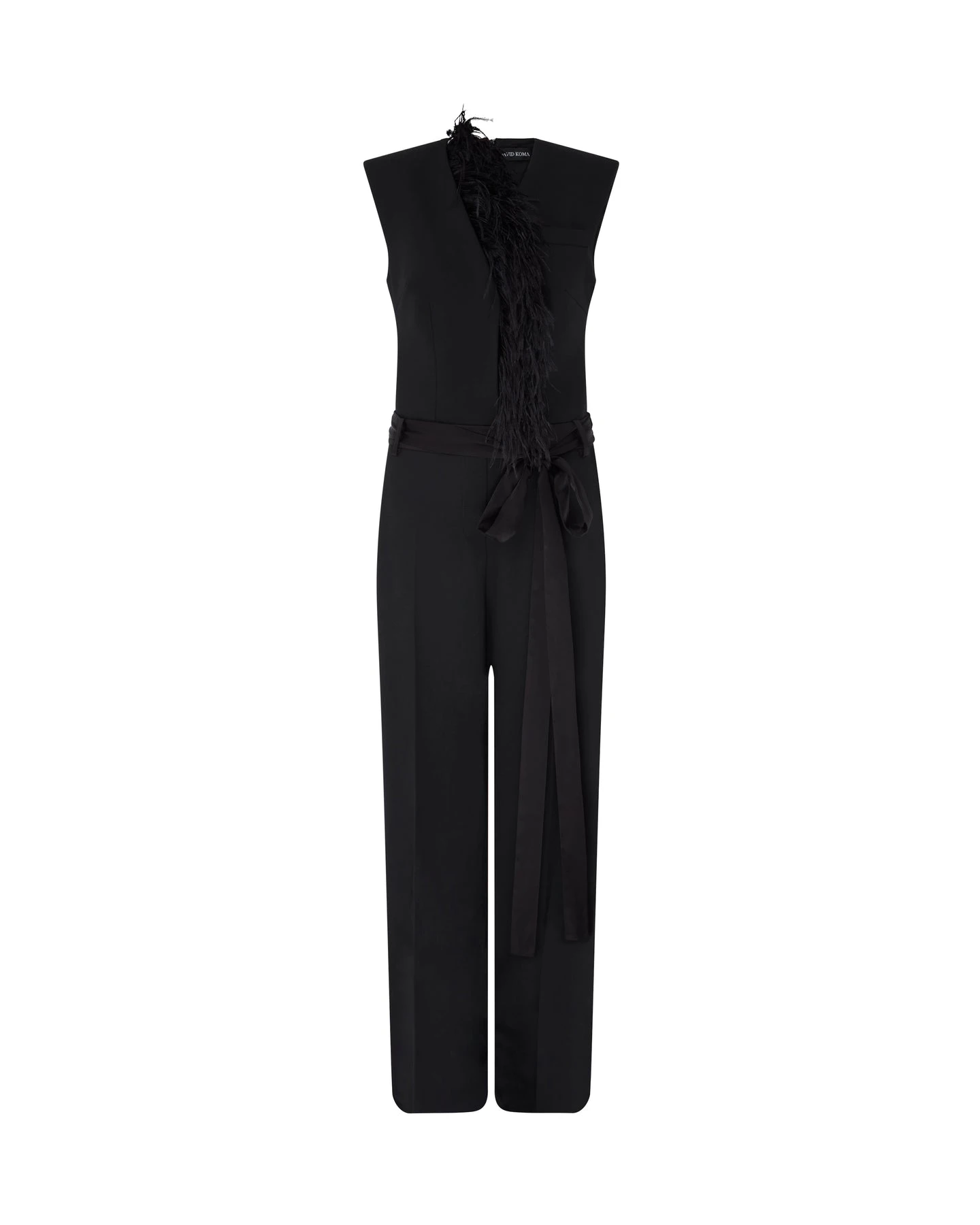 David Koma Detachable Feather Trim Jumpsuit David Koma Detachable Feather Trim Jumpsuit