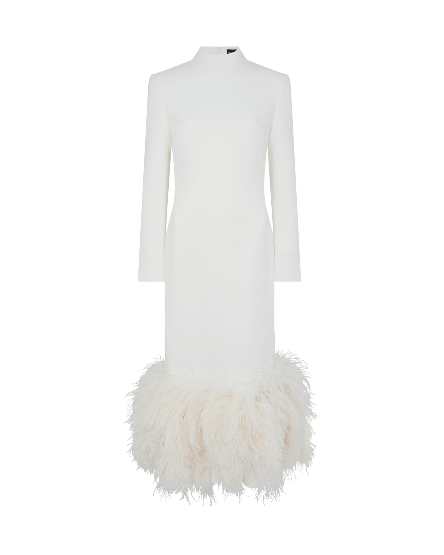 David Koma Feather Hem Long Sleeve Midi Dress