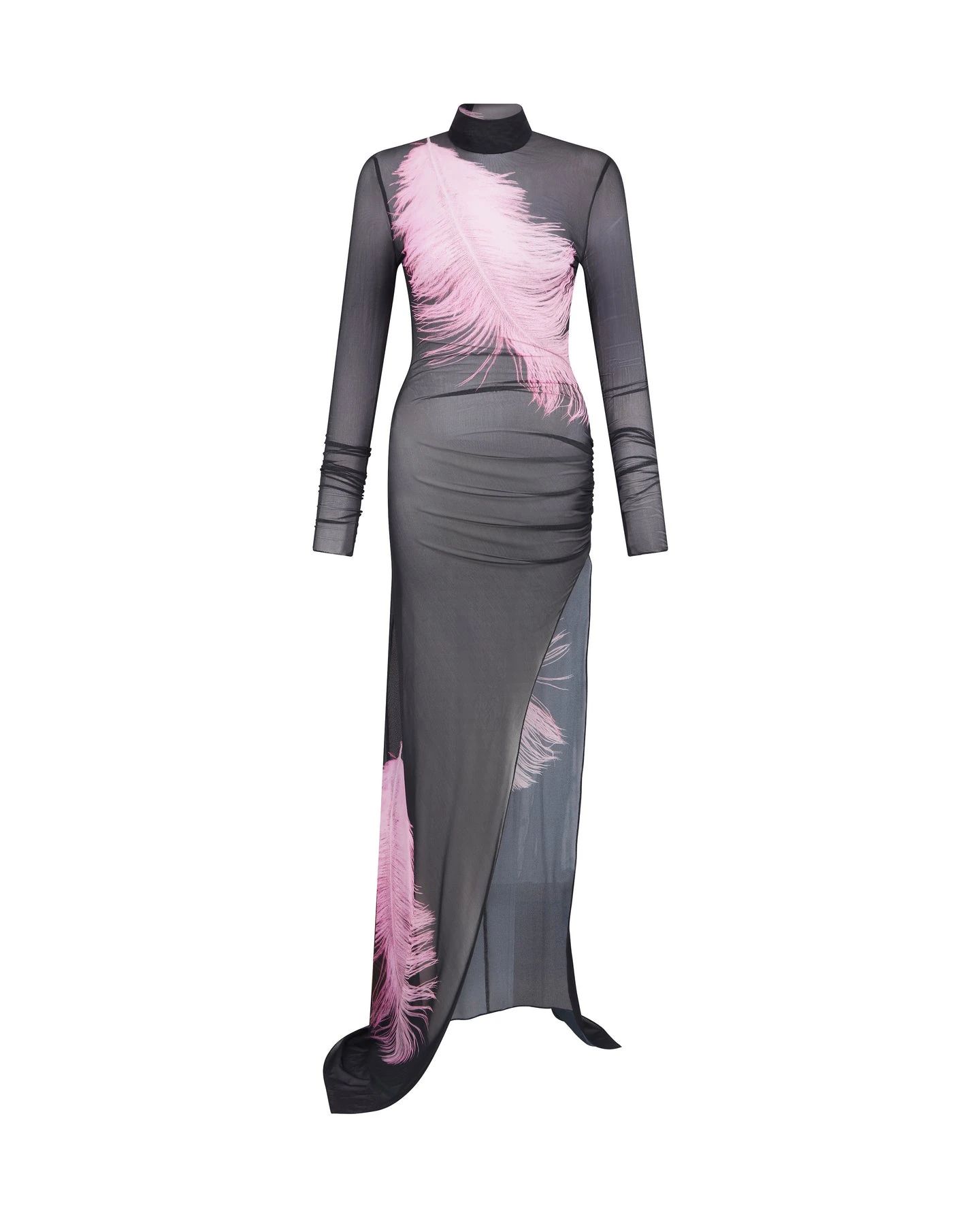 David Koma Feather Printed Mesh Gown David Koma Feather Printed Mesh Gown