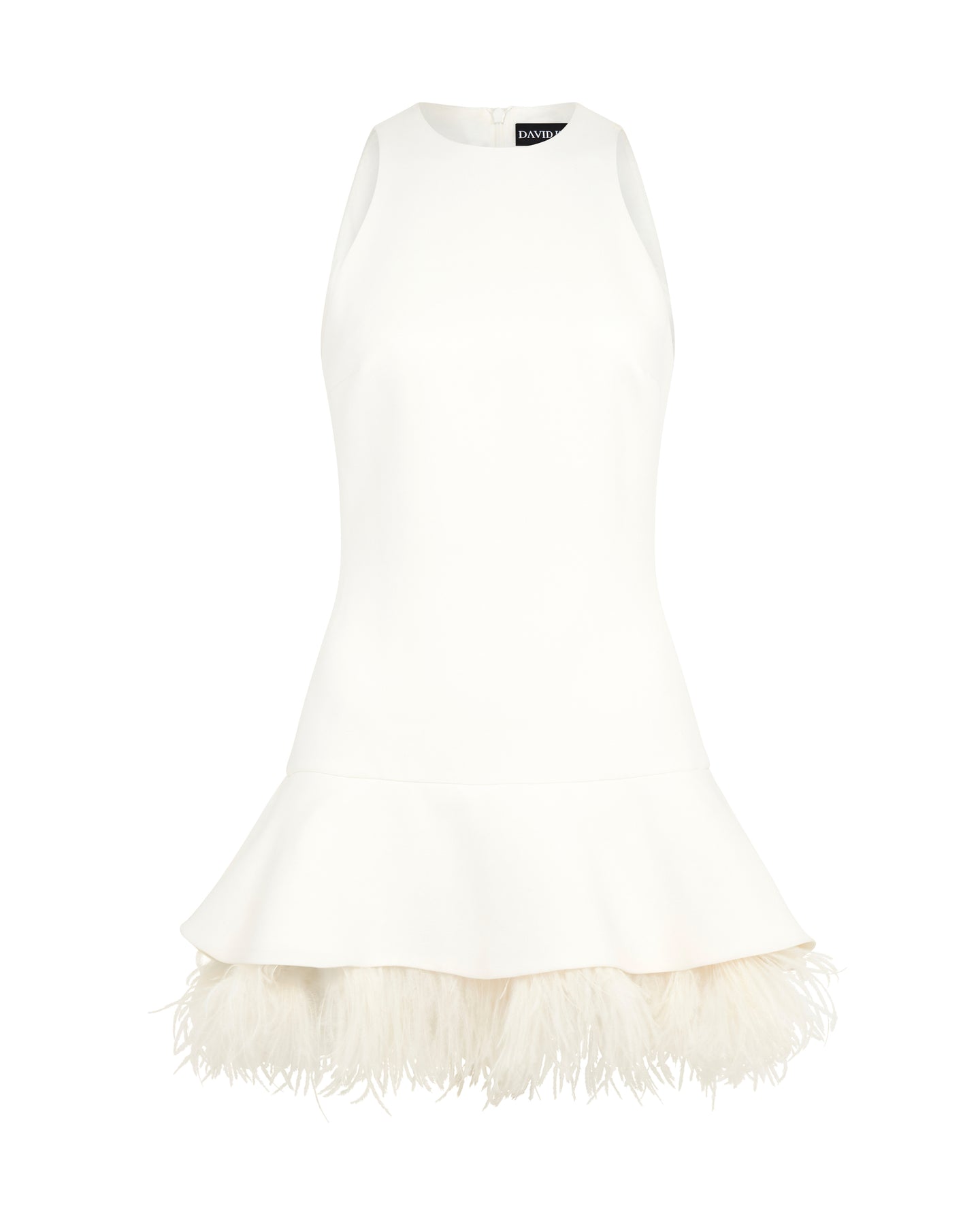 David Koma Feather Trim Mini Dress In White
