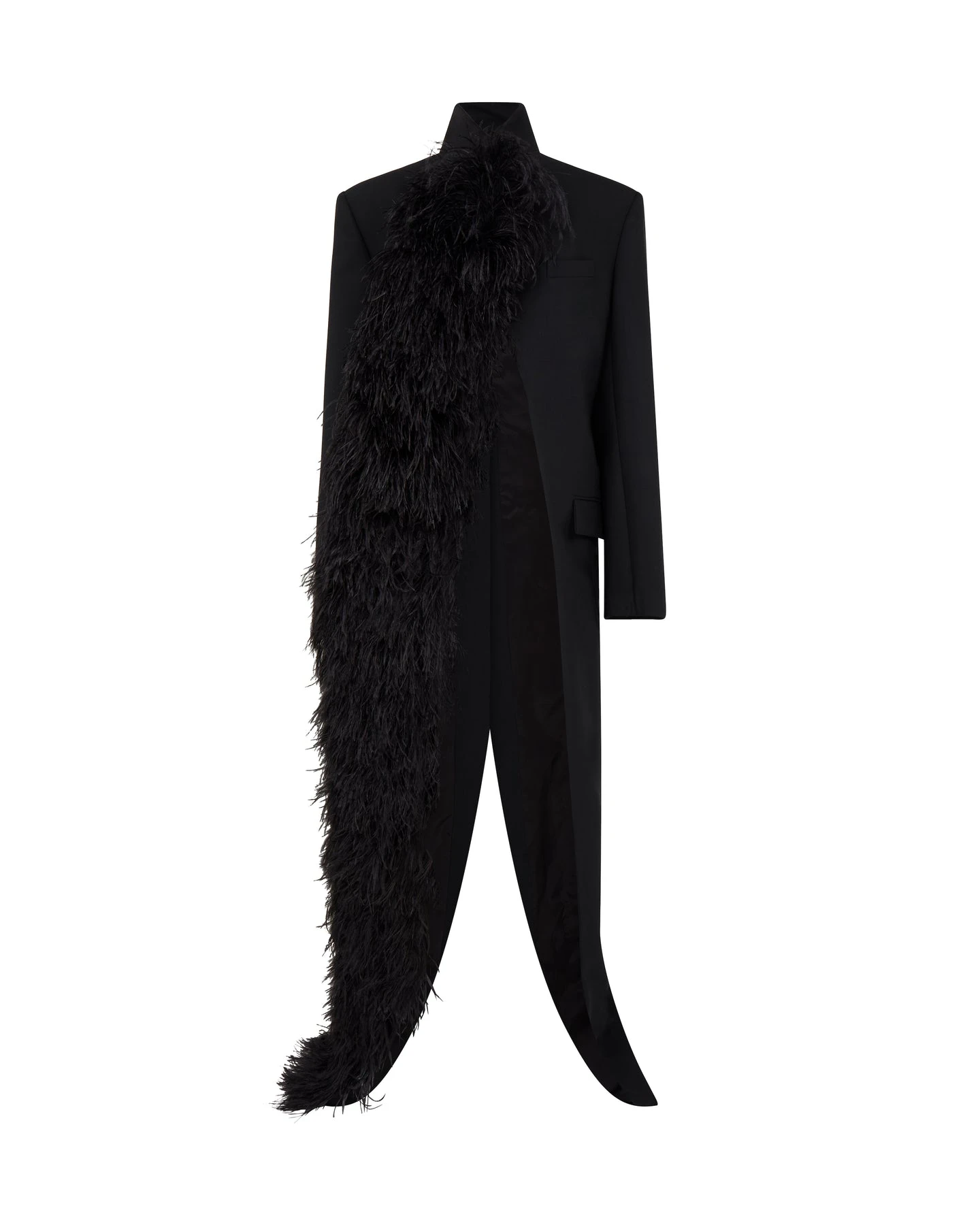 David Koma Feather Trim Tailored Coat David Koma Feather Trim Tailored Coat