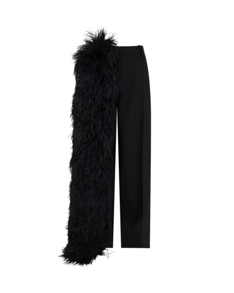 David Koma Feather Trim Tailored Trousers