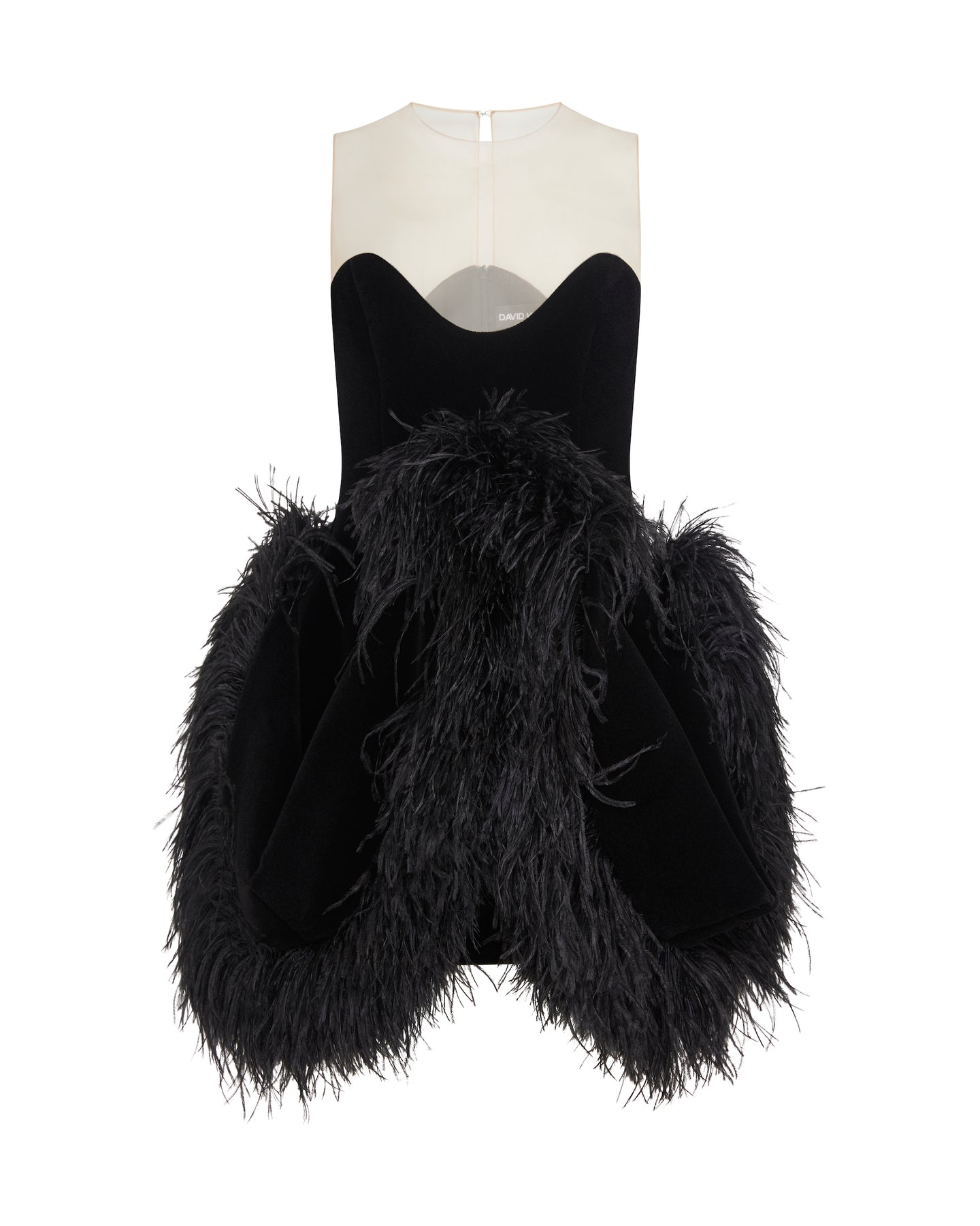 David Koma Fold Skirt And Feather Trim Mini Dress