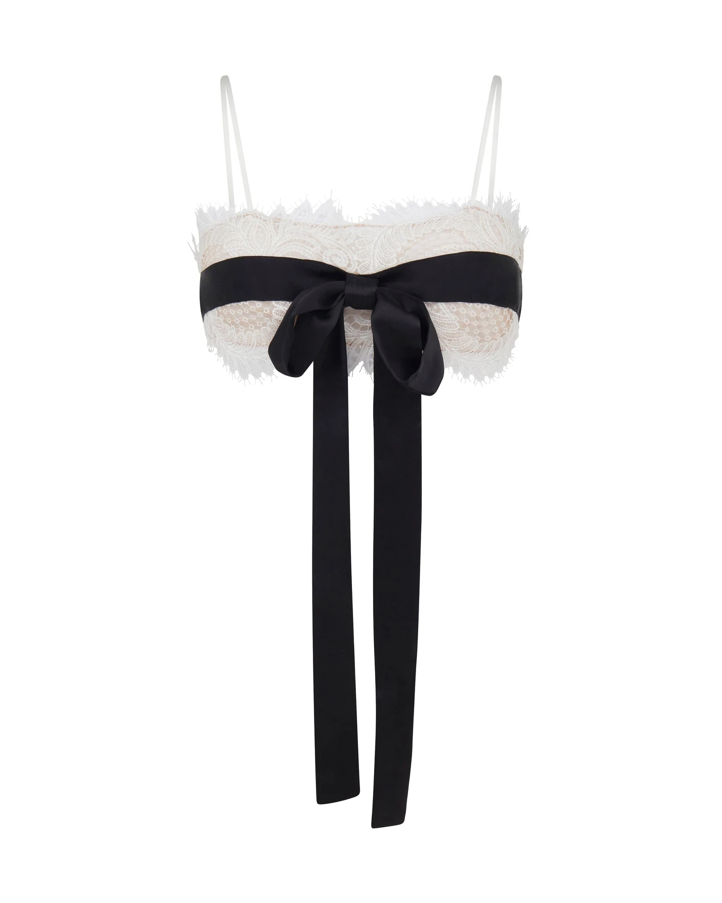 David Koma Front Bow And Lace Bra Top David Koma Front Bow And Lace Bra Top