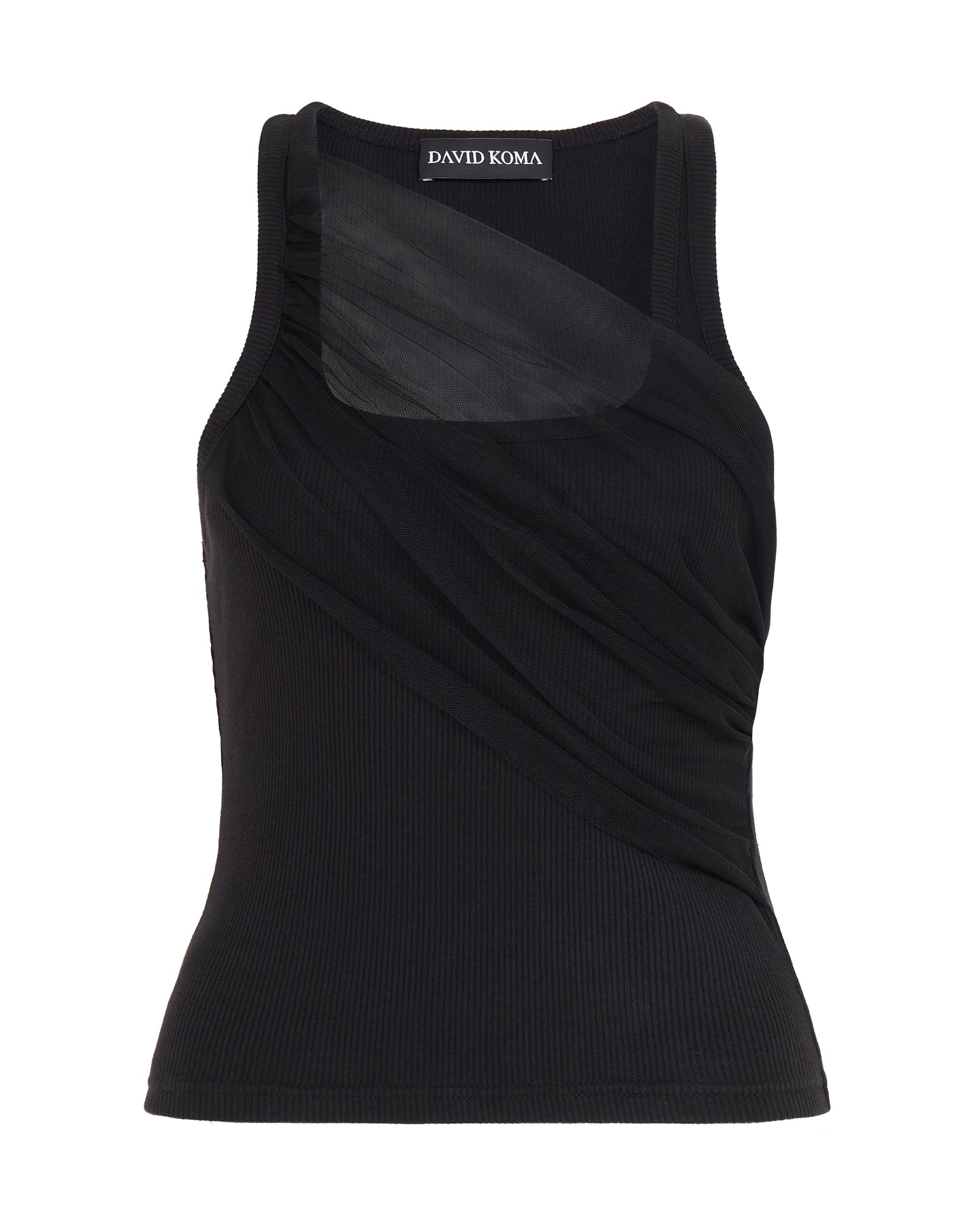 David Koma Gathered Tulle Tank Top In Black
