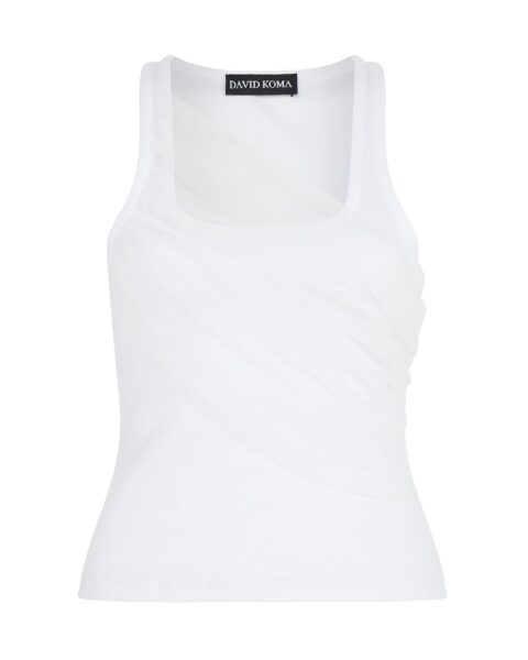 David Koma Gathered Tulle Tank Top In White