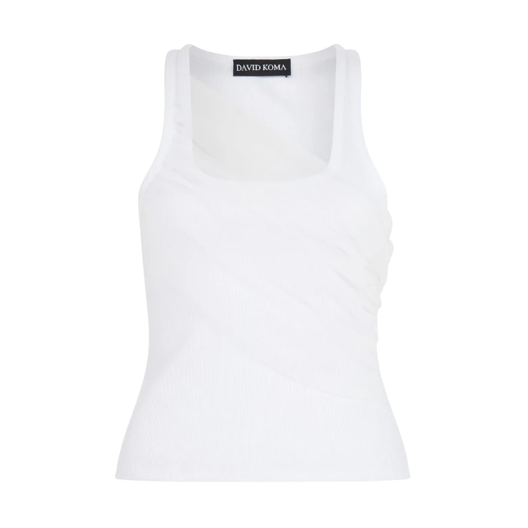 David Koma Gathered Tulle Tank Top In White