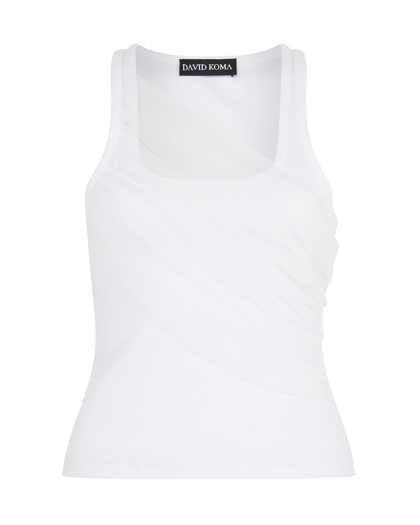 David Koma Gathered Tulle Tank Top In White